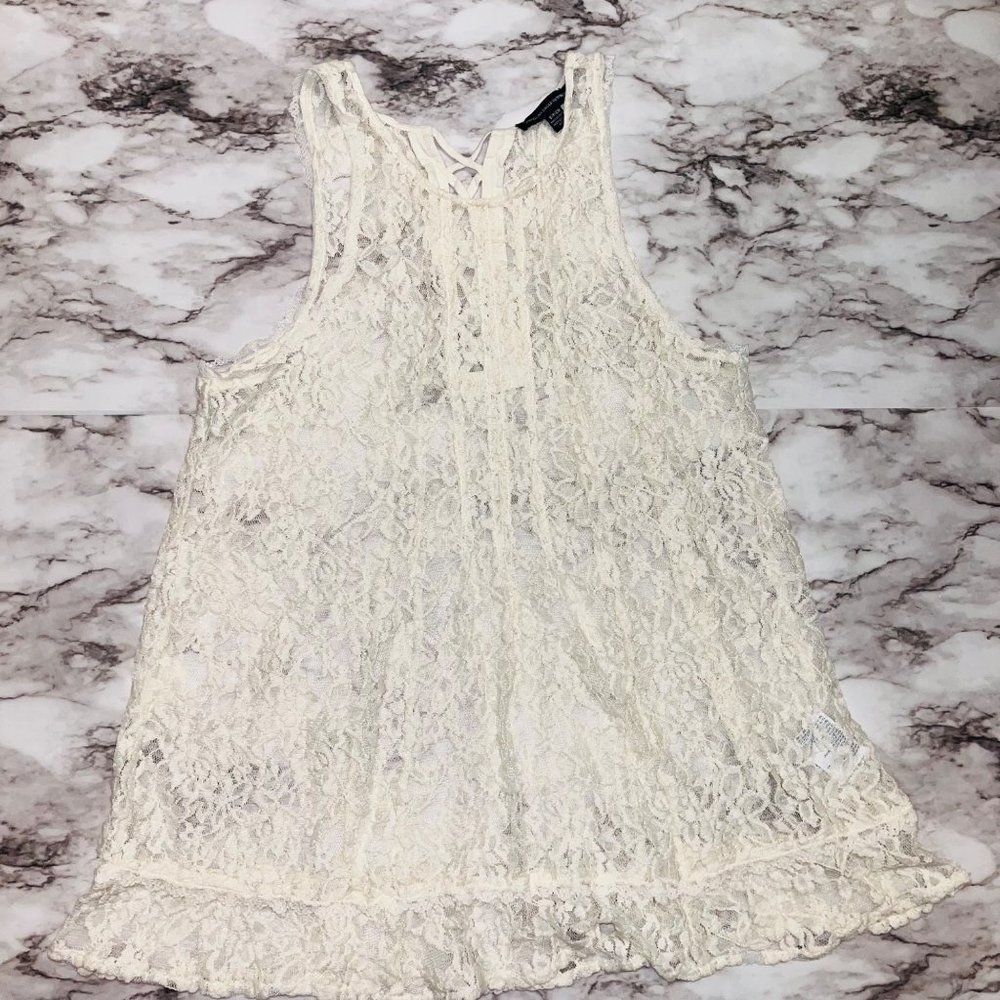 American Eagle Outfitters Sleeveless Lace Tank Top Cream Women S Hippie Cottage